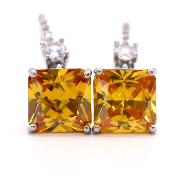 Jenna Jameson Jewelry - Sunset Lover Square Radiant Yellow Earrings